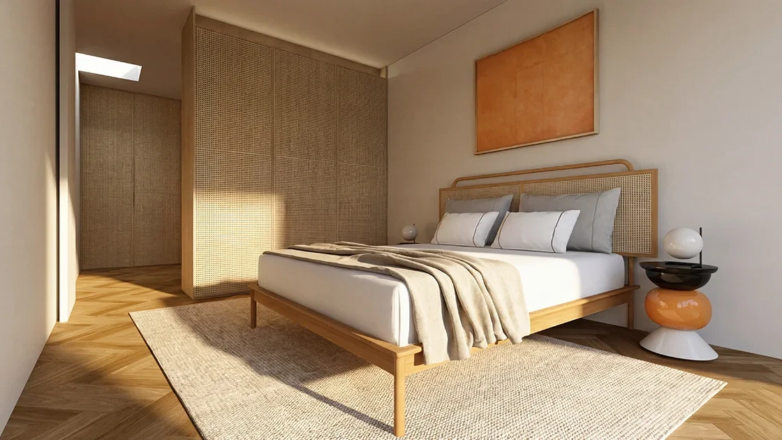 Carvalhal Residences - casa de banho da suite em microcimento com duplo lavatório, Barcelos